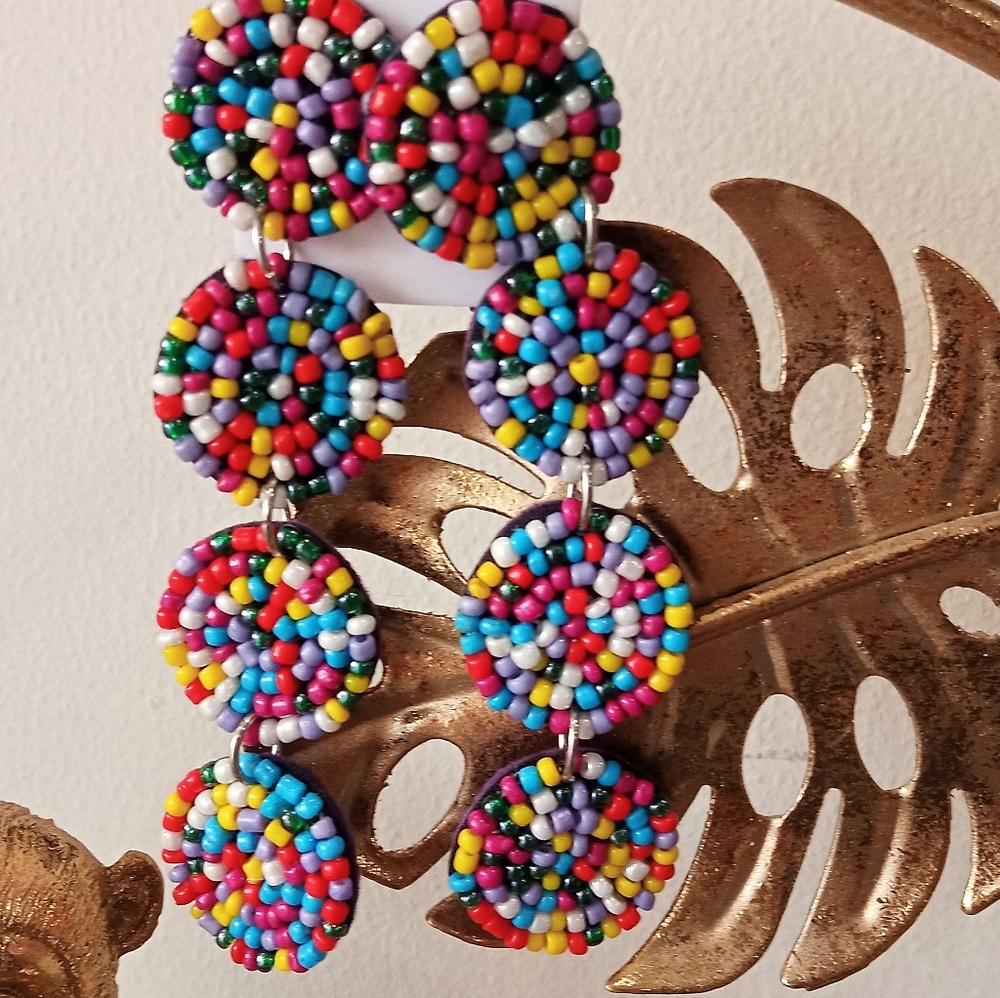 Beaded Long Retro Earrings - Picture 6 of 7